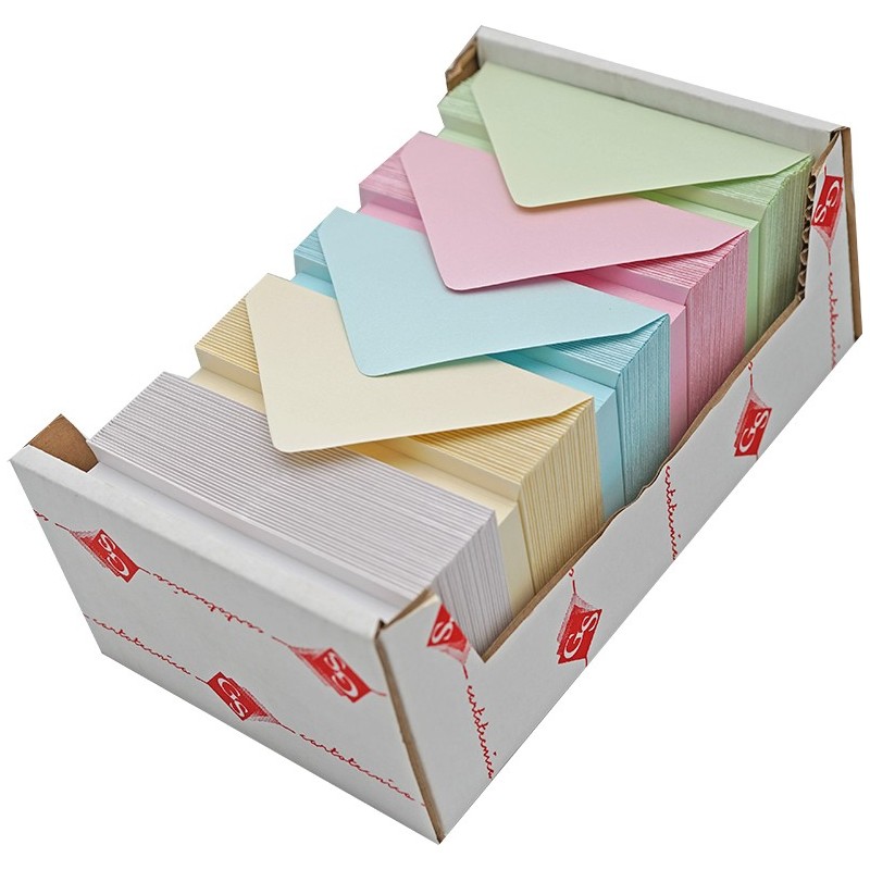 150 pz Biglietti + Busta, 5 colori perlati, f.9 9x14 e30025