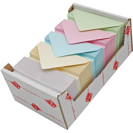 150 pz Biglietti + Busta, 5 colori perlati, f.9 9x14 e30025