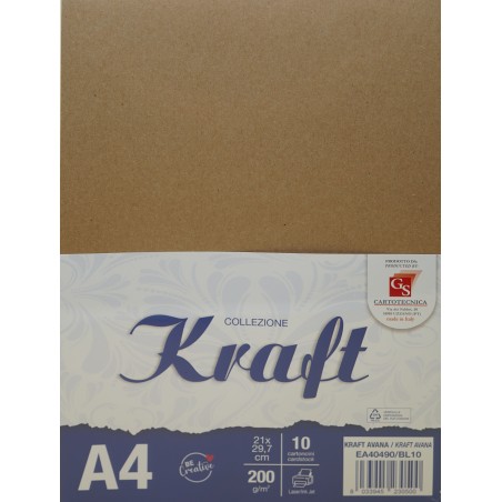 KRAFT AVANA  A4 GR. 200 BL.10 CARTONCINI EA40490/BL10