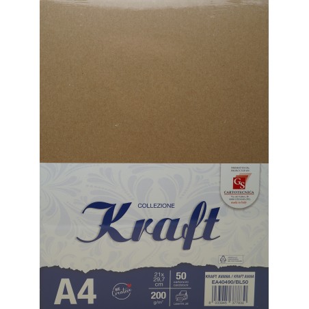 KRAFT AVANA  A4 GR. 200 BL.50 CARTONCINI EA40490/BL50