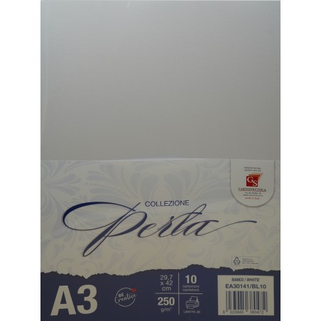PERLATO BIANCO  A3 GR. 250 BL.10 CARTONCINI EA30141/BL10