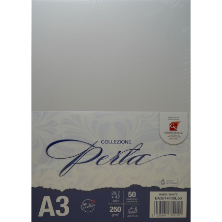 PERLATO BIANCO  A3 GR. 250 BL.50 CARTONCINI EA30141/BL50