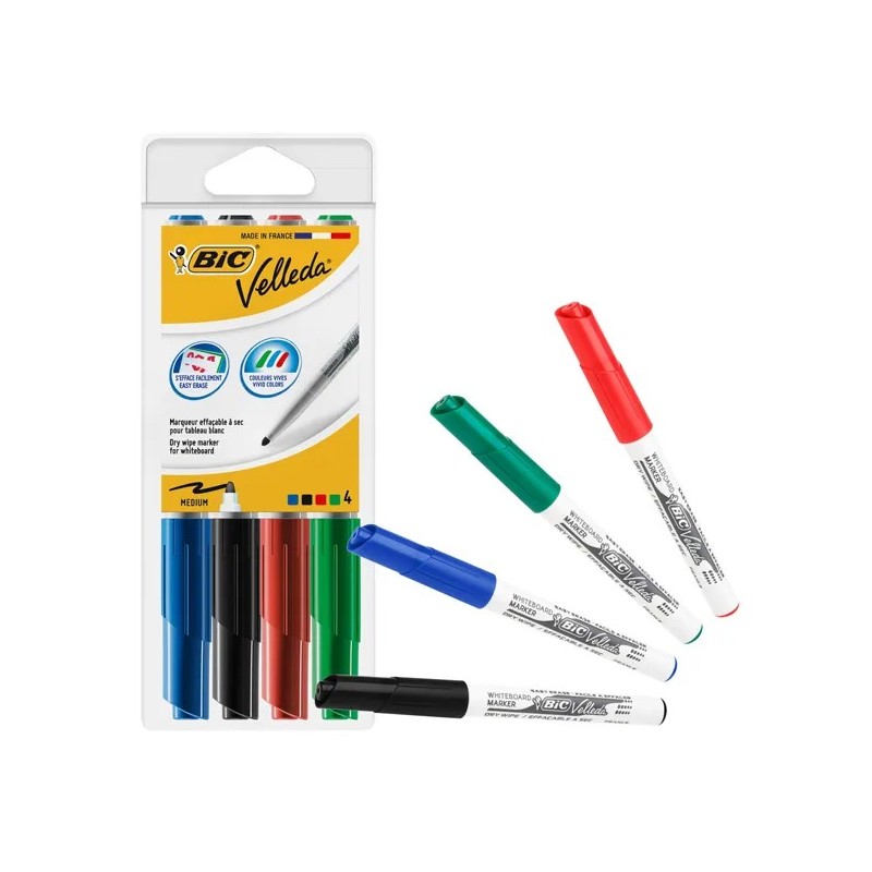 BIC Velleda Junior Pennarello Cancellabile per Lavagne 4 Colori 9581501