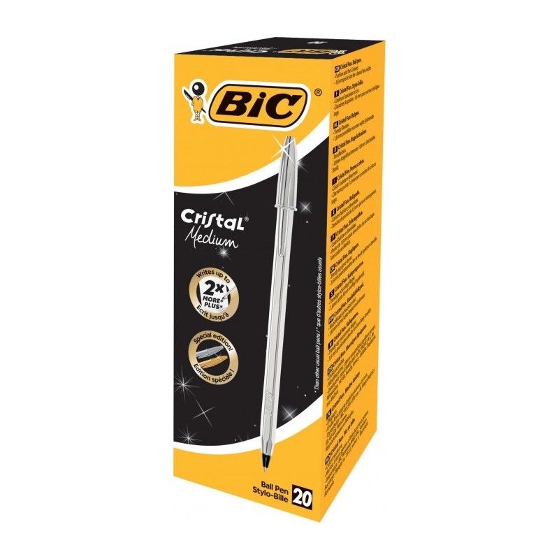 BIC Cristal Shine Ballpoint penna a sfera nera 1,0 mm 20 Pz  526280