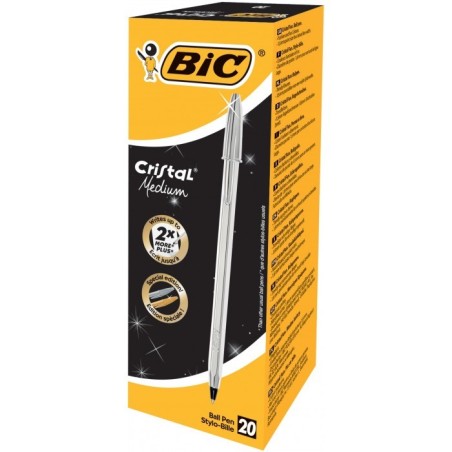 BIC Cristal Shine Ballpoint penna a sfera nera 1,0 mm 20 Pz  526280