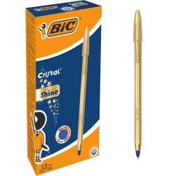 BIC CRISTAL SHINE penna Biro fusto Oro punta 1.0 mm Blu 20 Pz 526281