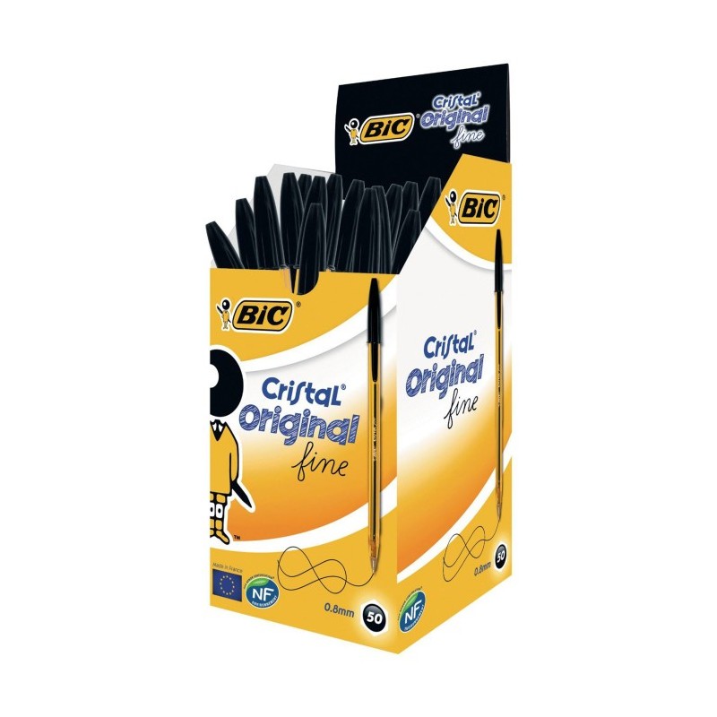 BIC Cristal Original Fine penne a sfera punta 0.8 mm nere 50    Pz 872731