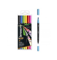 BIC Intensity Dual Tip pennarelli punta fine 0.7 mm e brush 6 Colori 989694