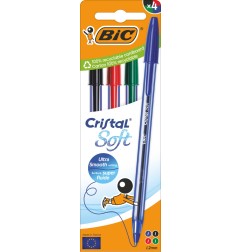 BIC Cristal Soft penna a sfera punta media 1.2 mm 4 colori assortiti 516343