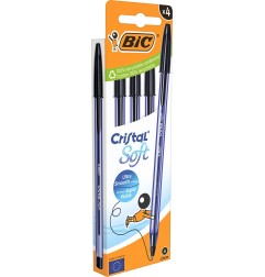 BIC Cristal Soft penne a sfera punta media 1.2 mm Nere 4 Pz 516342