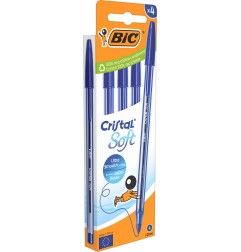 BIC Cristal Soft penne a sfera punta media 1.2 mm Blu 4 Pz 516341