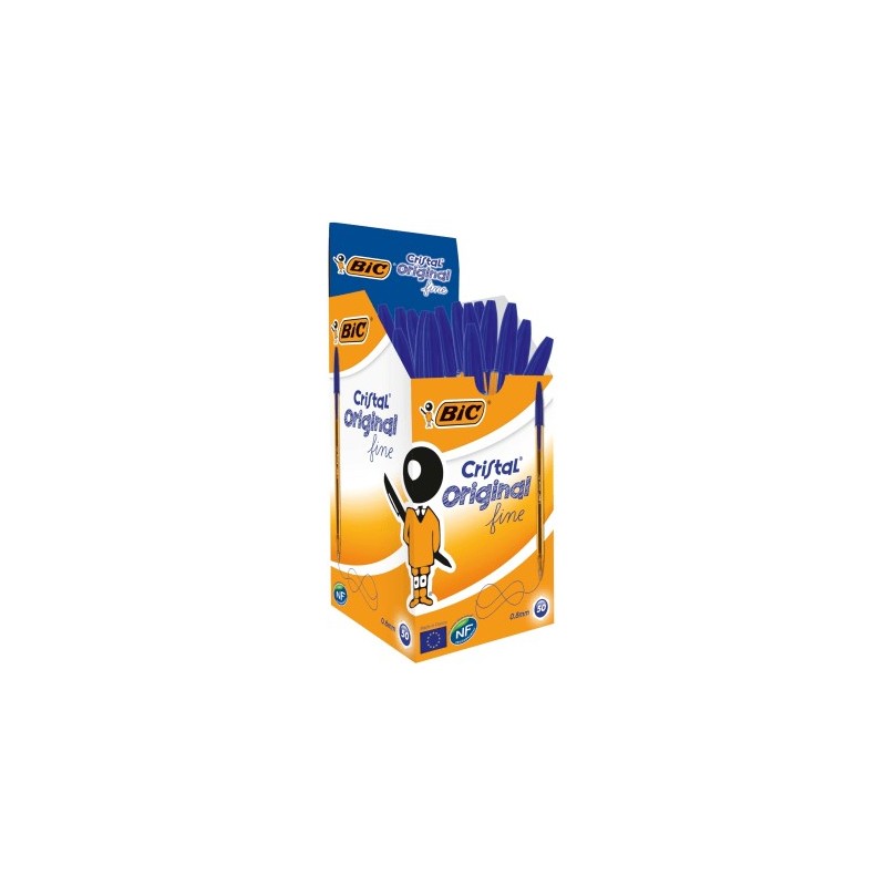 BIC Cristal Original Fine penne a sfera punta fine 0.8 mm Blu 50 Pz 872730