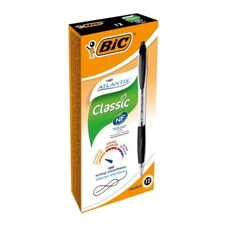 BIC Atlantis penne a sfera a scatto punta media 1.0 mm nero 887132