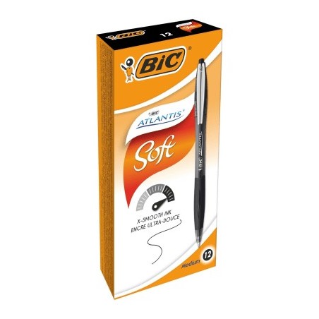 BIC Atlantis Premium/Soft Penna sfera a scatto nera 1,0 mm 12 Pz 9021332