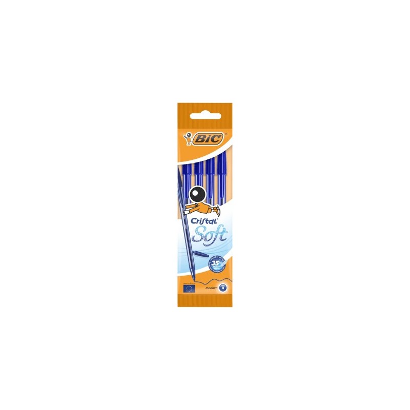 BIC Cristal Soft Penna sfera blu punta media 1,2 mm 4 Pz 982861