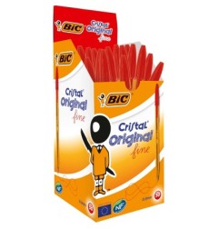 BIC Cristal Fine Penna sfera rossa punta fine 0,8 mm 50 Pz 872720