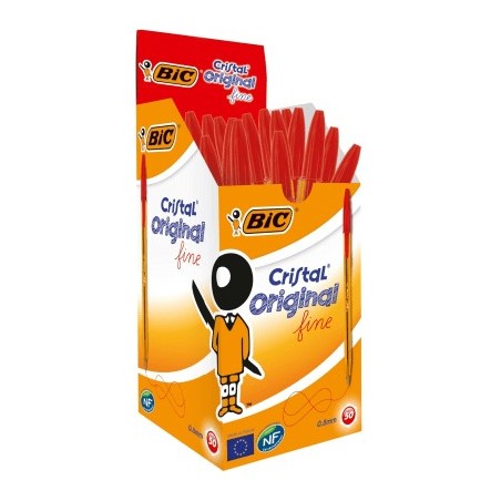 BIC Cristal Fine Penna sfera rossa punta fine 0,8 mm 50 Pz 872720
