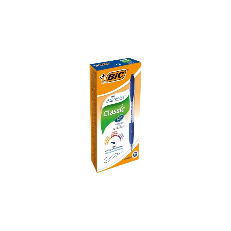 BIC Atlantis Penna sfera blu punta media 1,0 mm a scatto 887131