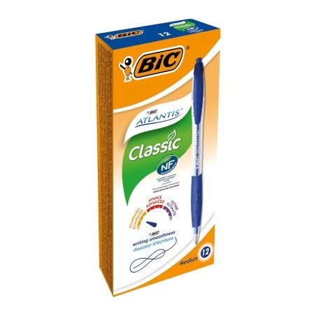 BIC Atlantis Penna sfera blu punta media 1,0 mm a scatto 887131