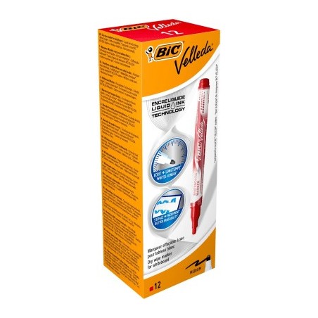 BIC VELLEDA Marcatore ad Inchiostro Liquido con Punta Tonda ROSSO 902089
