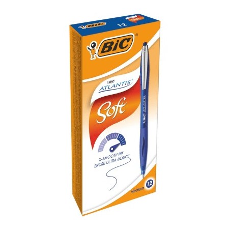 BIC Atlantis Soft Penna a sfera blu punta media 1,0 mm a scatto 12 Pz 9021322