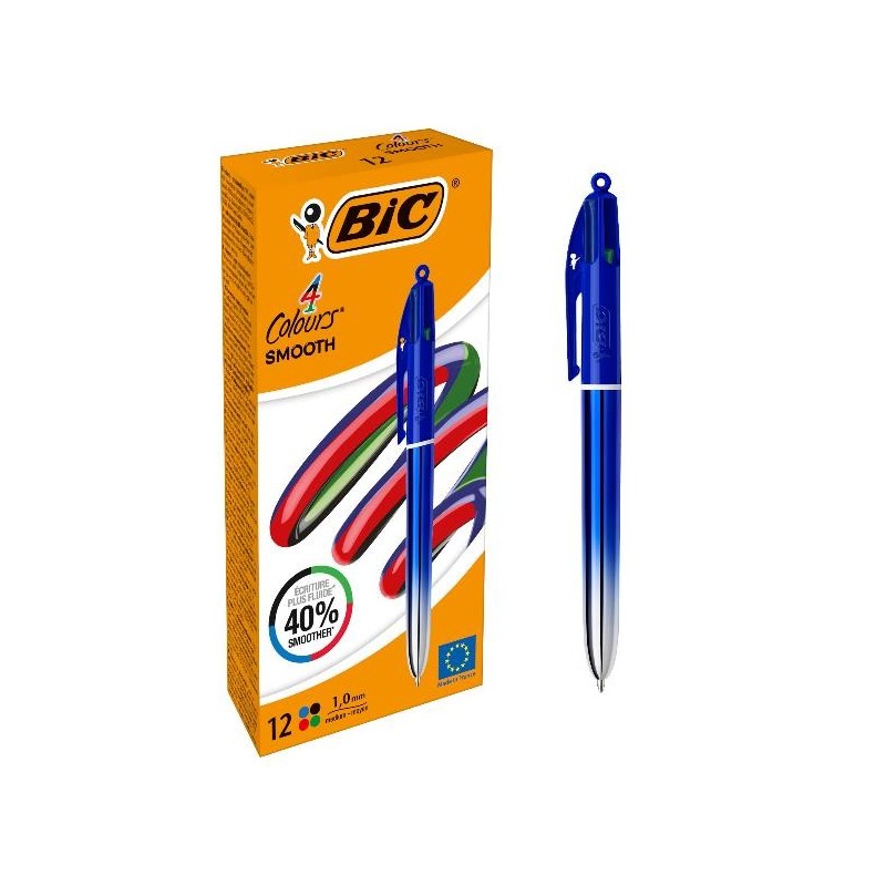 BIC 4 Colours Smooth Gradient penna a sfera punta media 1 mm fusto blu 12 Pz
