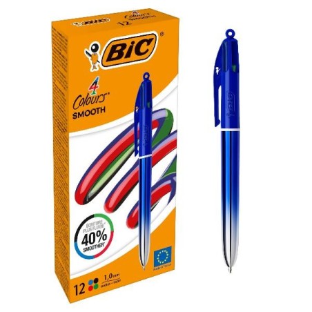 BIC 4 Colours Smooth Gradient penna a sfera punta media 1 mm fusto blu 12 Pz