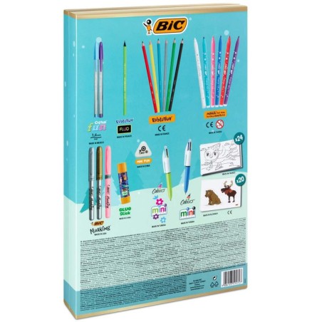 BIC Calendario dell’Avvento kit cancelleria 24 articoli cartellette adesivi 9517711