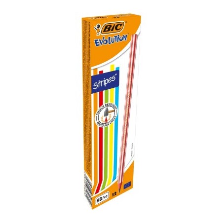 BIC Matite Nere Evolution Stripes 646 HB Multicolor 12 Pz 918487