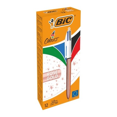 BIC 4 Colours Shine Rose Gold Penna Biro a sfera 4 colori 12 pz 951737
