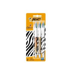 BIC 4 Colours Animal Print penna a sfera assortita punta media 1 mm 3 Pz 9998501