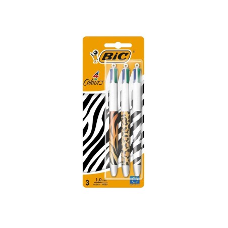 BIC 4 Colours Animal Print penna a sfera assortita punta media 1 mm 3 Pz 9998501