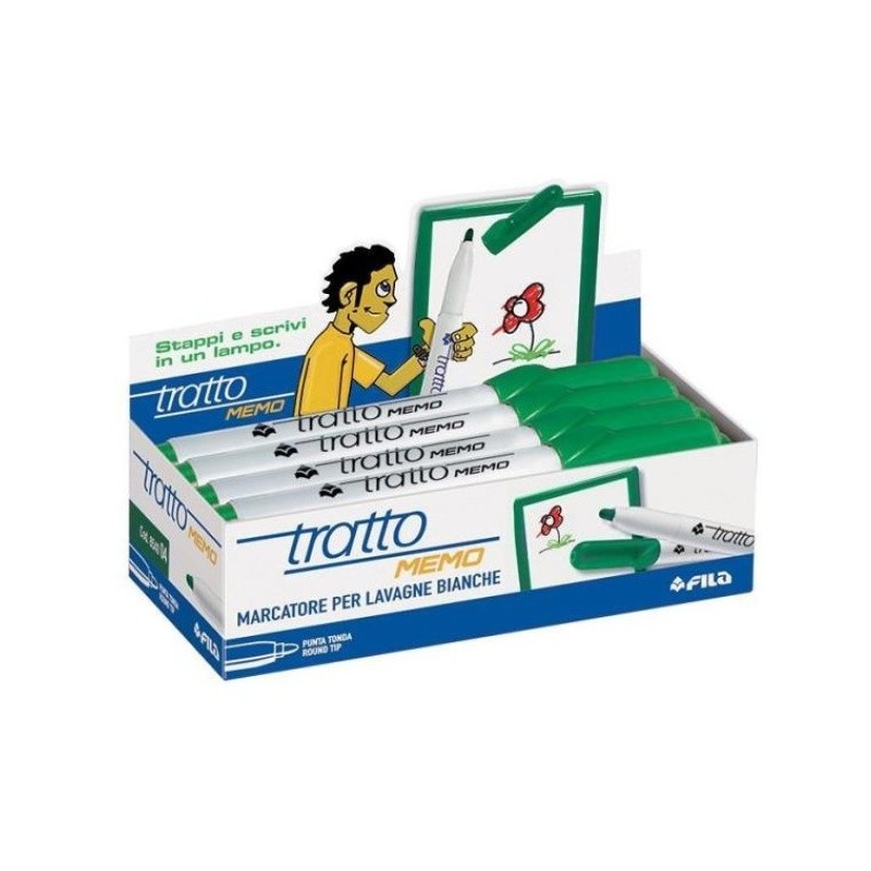 FILA Tratto MEMO Pennarello Cancellabile per Lavagne Punta Tonda Verde 854004