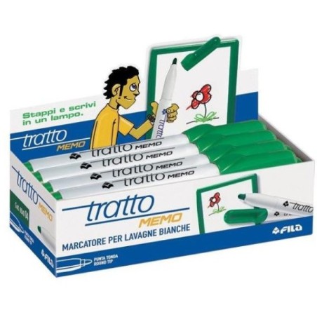 FILA Tratto MEMO Pennarello Cancellabile per Lavagne Punta Tonda Verde 854004
