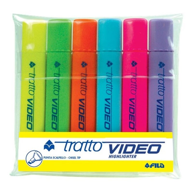 Tratto Video Fluo set 6 evidenziatori fluorescenti assortiti 831000