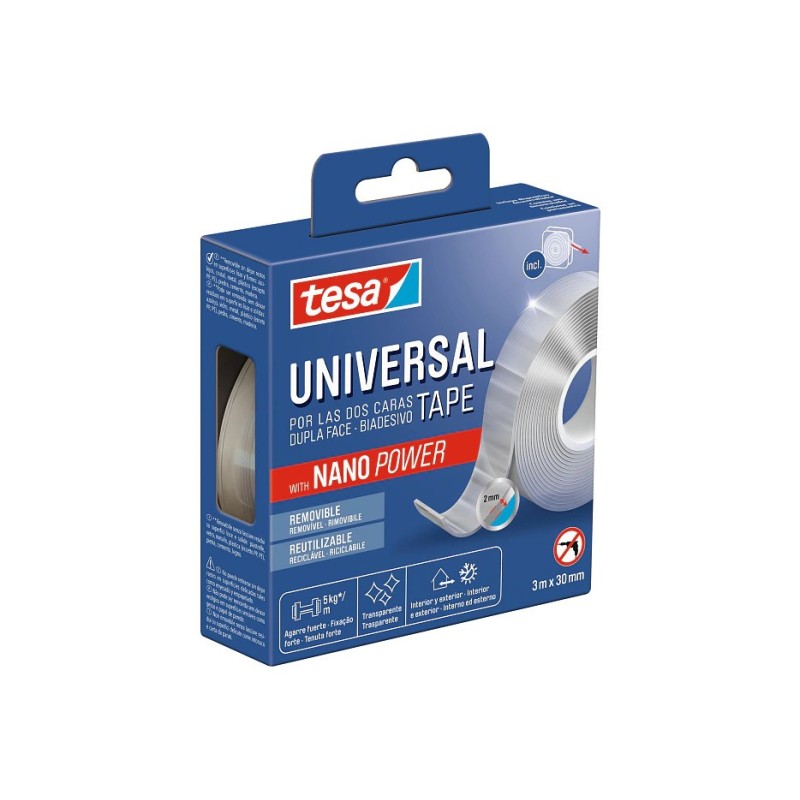 NASTRO BIADESIVO TESA NANO POWER mm.30X3mt 55810 RIUTILIZZABILE