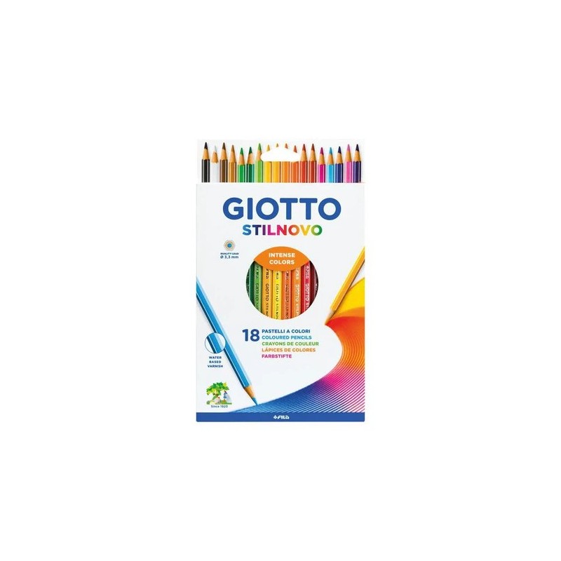 Giotto Stilnovo set 18 colori pastelli colorati fusto esagonale 278200