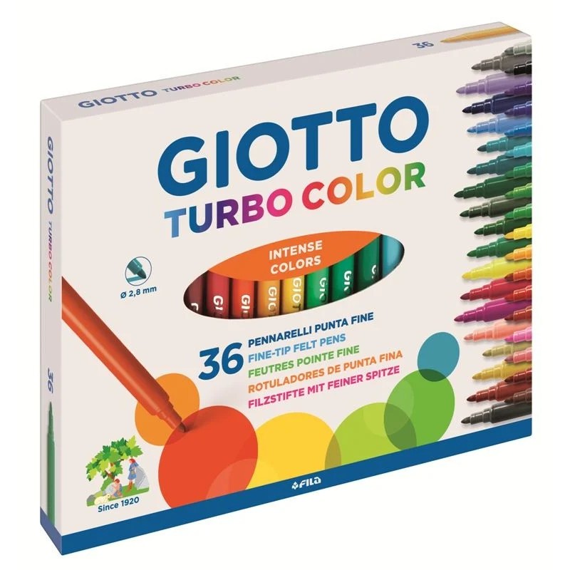Giotto Turbo Color Pennarelli a Spirito Inchiostro Lavabile 36 Colori 4180