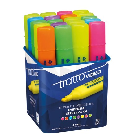 Tratto Video Super Fluorescente barattolo 20 colori assortiti 829200