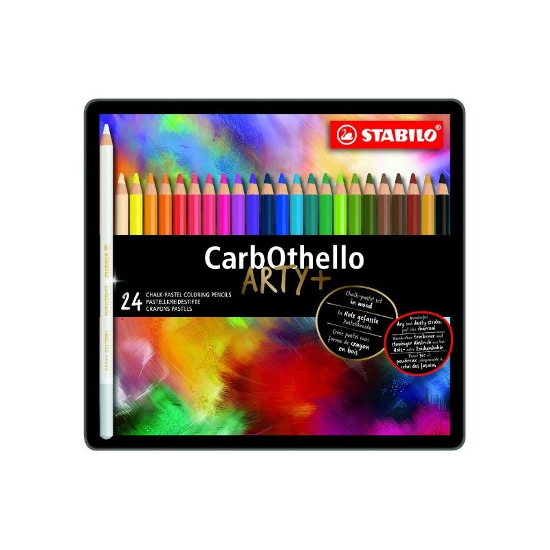 STABILO Pastelli a Carboncino CARBOTHELLO con Scatola in Metallo 24 Pezzi
