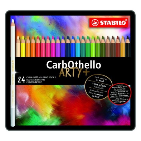 STABILO Pastelli a Carboncino CARBOTHELLO con Scatola in Metallo 24 Pezzi