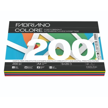 FABRIANO  100 fogli Carta fotocopie Fabriano Colore A4 200gr mix forti 19100817