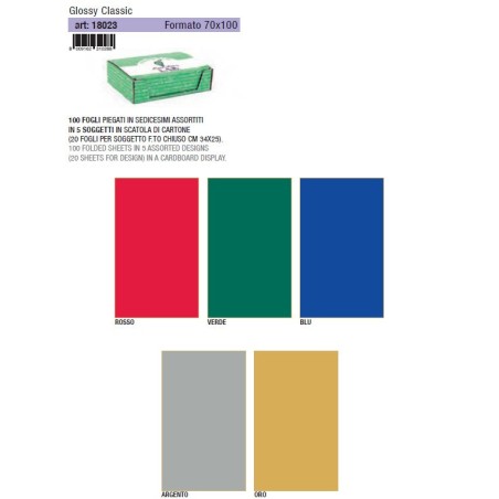 KARTOS 100 fogli Carta regalo Glossy Natale tinta unita colori ass. 70x100 18023