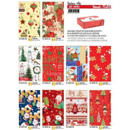 KARTOS 100 fogli Carta regalo Natale Fantasy Mix 70x100 18151