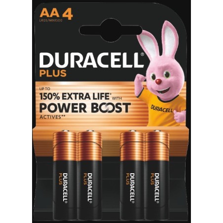 Batterie alcaline Duracell Plus PowerBoost AA 4 pz MN1500/LR6