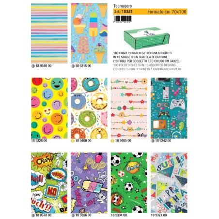 KARTOS 100 fogli Carta Regalo Generica Teens 70x100 18341