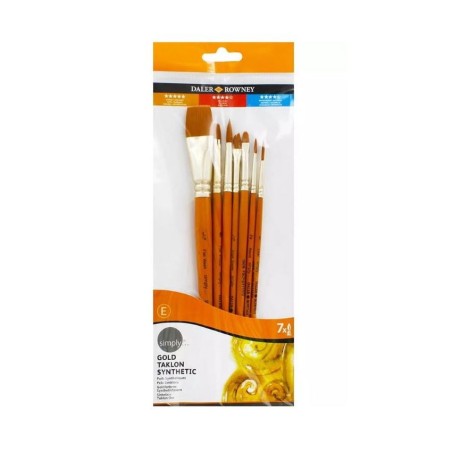 Daler Rowney Gold Taklon set 7 pennelli taklon dorati manico corto D216920700