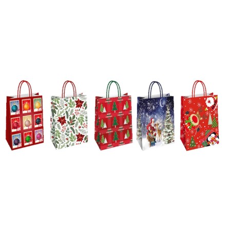 SHOPPER CARTA FLORIO 23x10x29 ASS. NATALE 2 -25pz SH73358