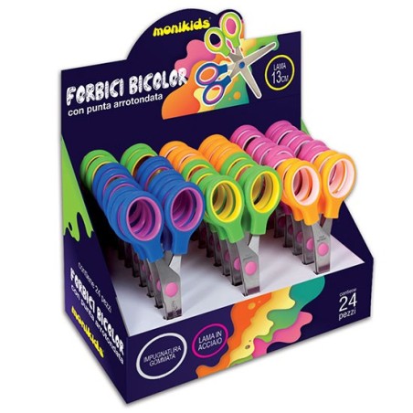 FORBICI COLLAGE BICOLORE GOMMATA CM.13 -24pz 14/036