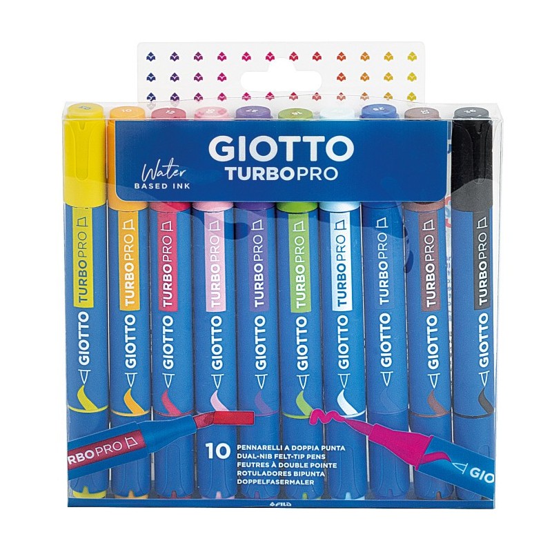 Set Pennarelli Giotto Turbo Pro Doppia Punta - 10 Colori Classic F428300